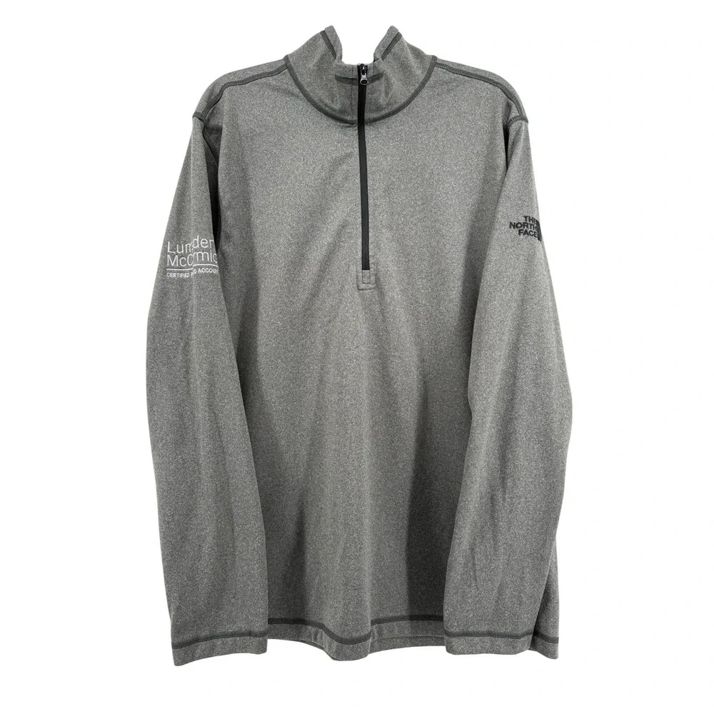The North Face Tech 1/4 Zip Pullover Mens Large‎ Gray Heathered Mock Neck Logo